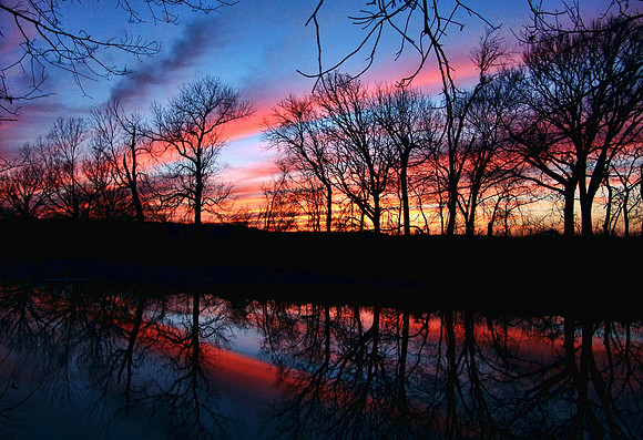 River Winter Sunset