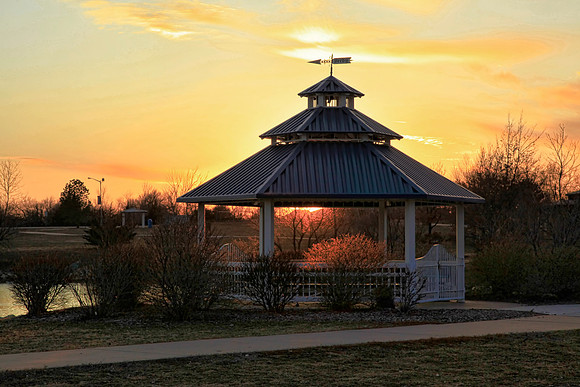 Gazebo and Setting Sun