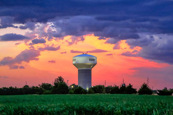 Derby Water Tower Sunset