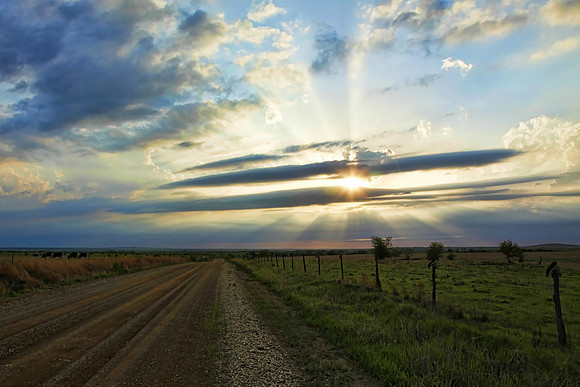 Sunset on a Country Road
